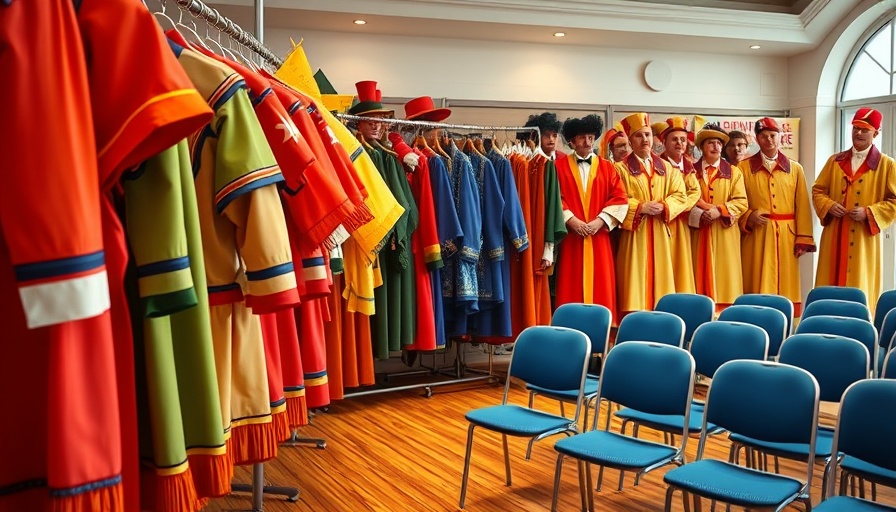 2025 Calne Town Crier Competition vibrant costumes in a room.