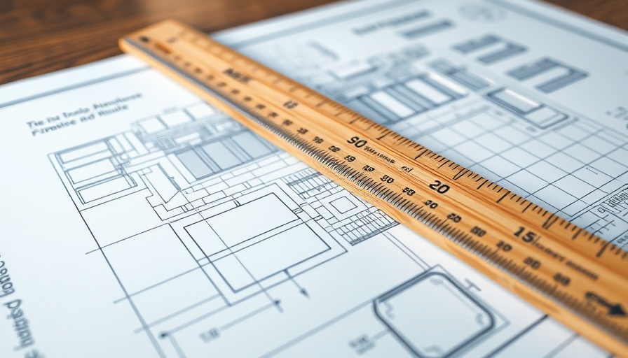 Blueprint of Monmouthshire planning applications with ruler.