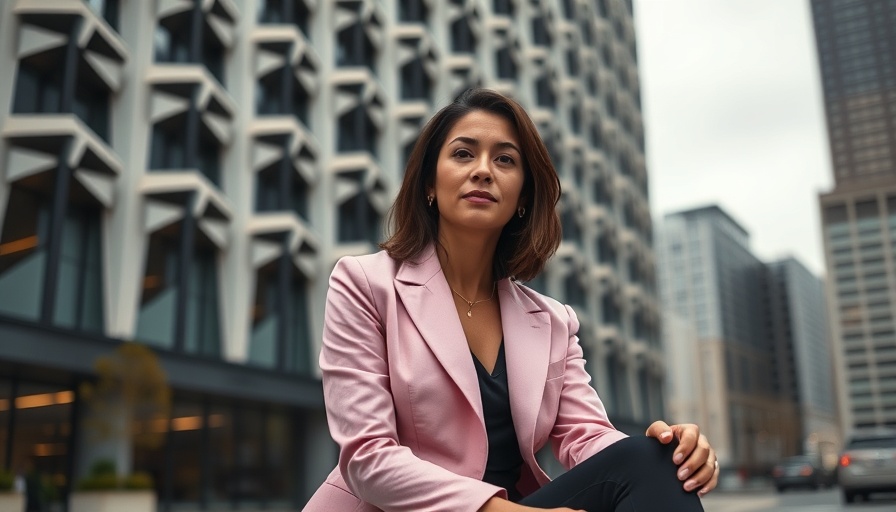 Confident woman in pink blazer outside modern building related to NHS Fife gender dispute.