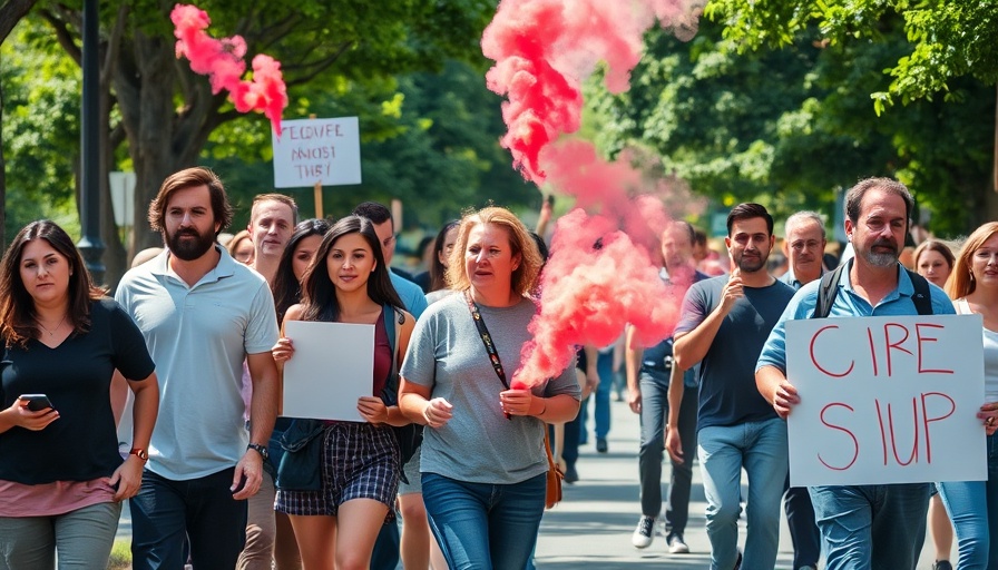 Protestors in Epping anti-migrant demonstration with flare.