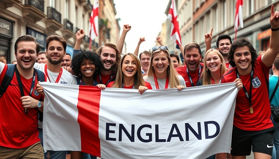 England fans celebrate with a banner for Lionesses Euros final.