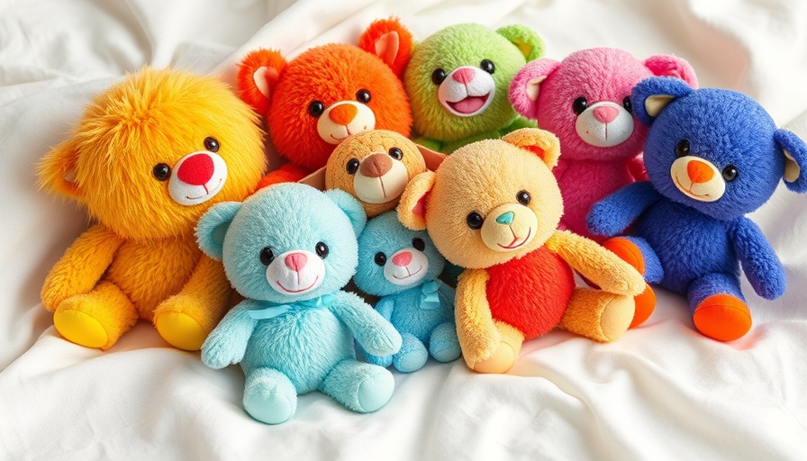 Colorful Lububu toys arranged on white fabric for display in India.