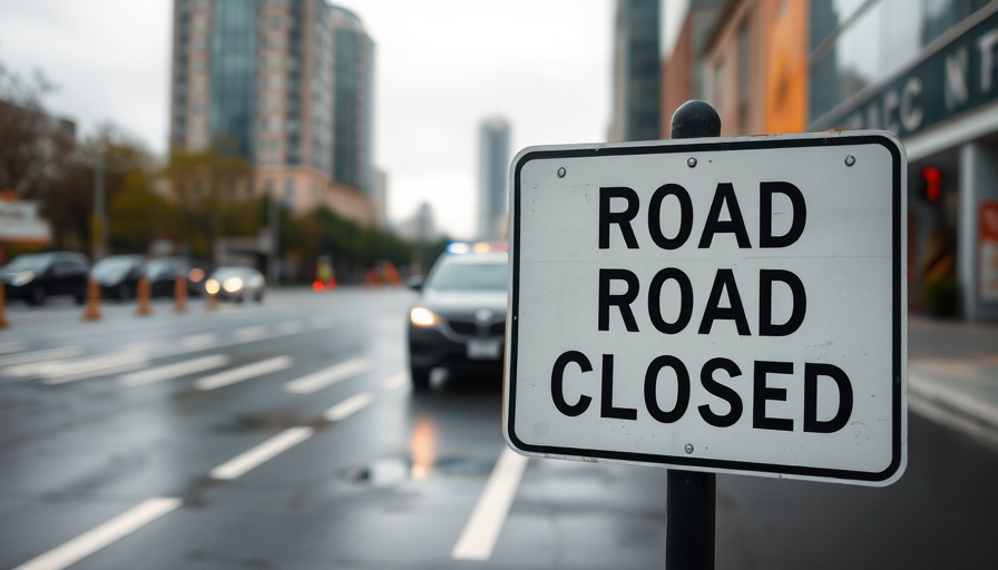 Llantrisant Road closed due to collision, police sign visible.