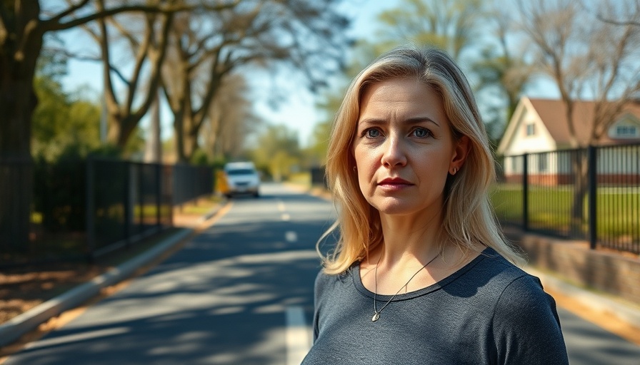 Woman near school gate, highlighting school expansion funding issue.