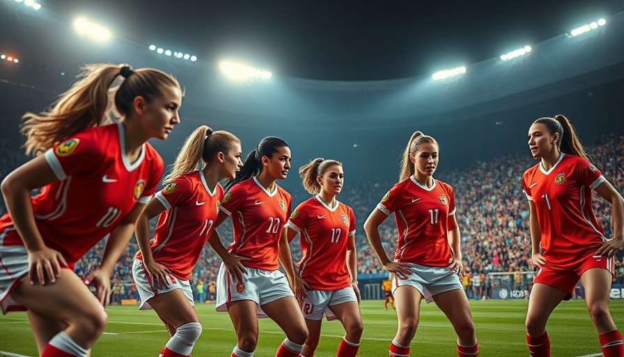 Female footballers final kick-off in stadium game.