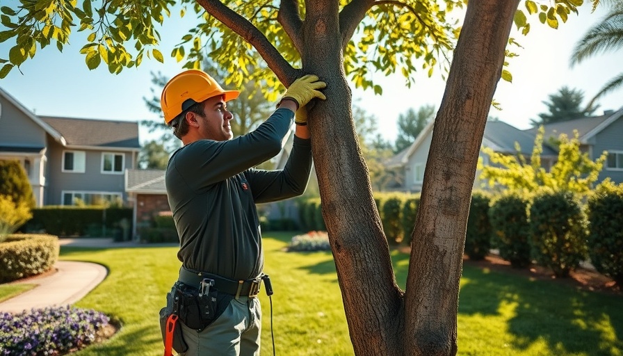 Local Tree Services in Raglan: Arborist trimming tree in garden.