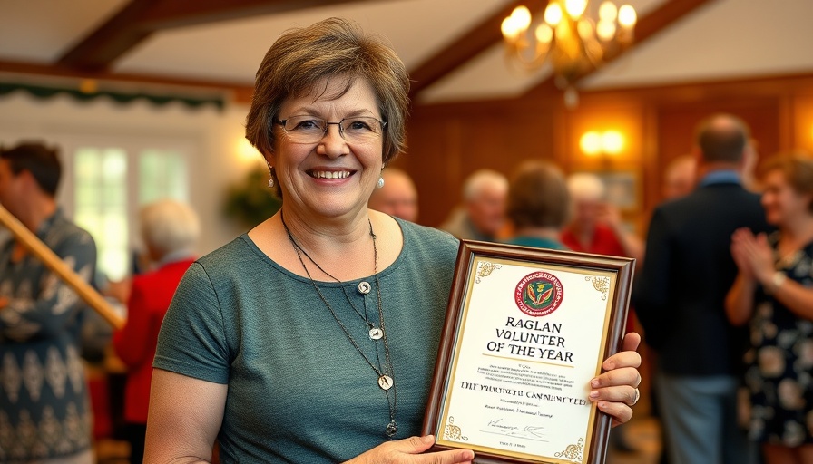 Raglan Volunteer of the Year smiling with award at celebration.
