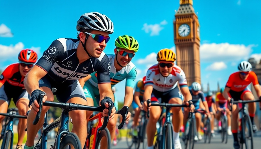 Monmouthshire Tour de France 2027 cyclists racing by Big Ben.