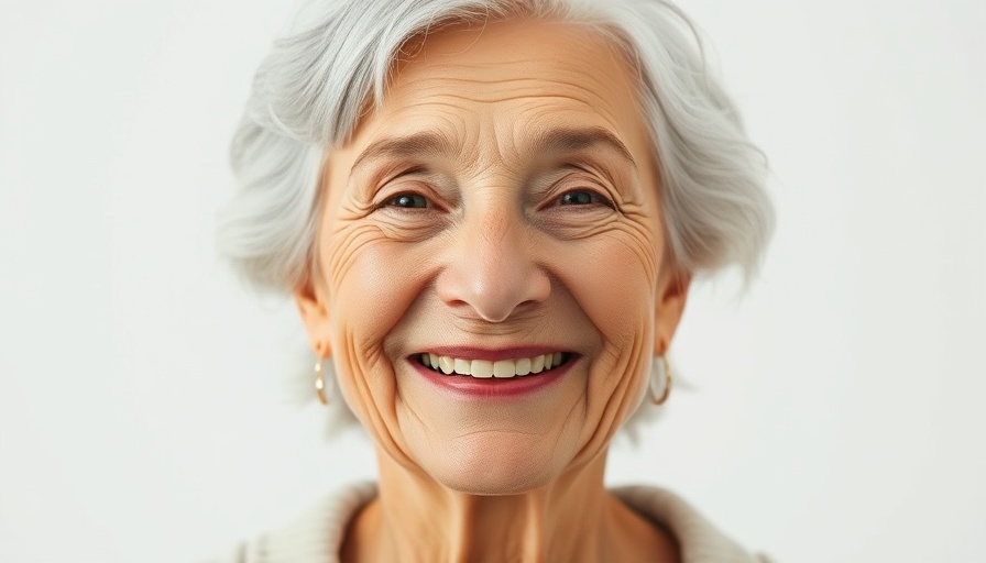Smiling older woman on plain background, related to Monmouthshire County Council waste reduction.
