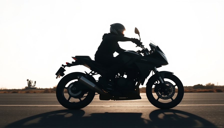 Motorcycle silhouette on road during Monmouthshire trial event.