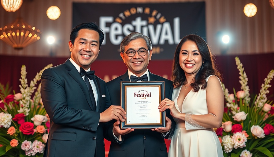 Formal trio at festival awards ceremony.