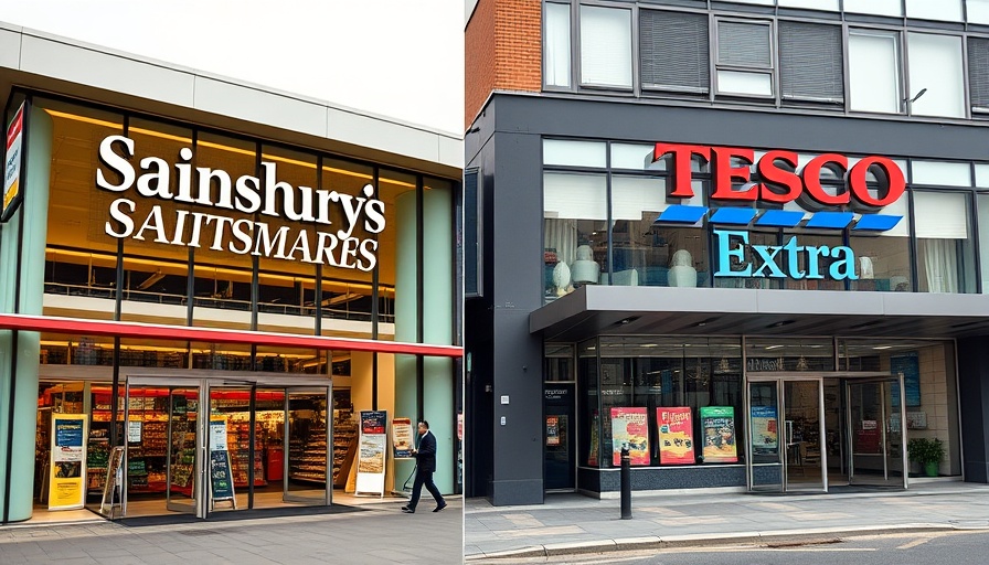 British supermarkets cultural differences showcased in Sainsbury's and Tesco facades.