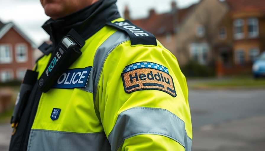 Police officer in a high-visibility jacket with Heddlu label.
