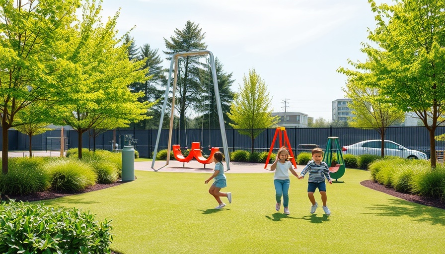 Chepstow play park redevelopment with children playing in a modernized area.