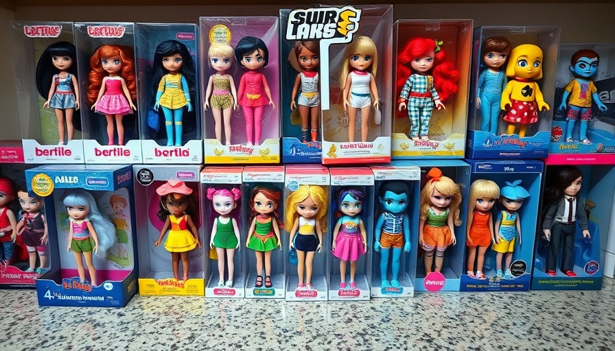Assorted counterfeit collectible toys displayed in Monmouthshire.
