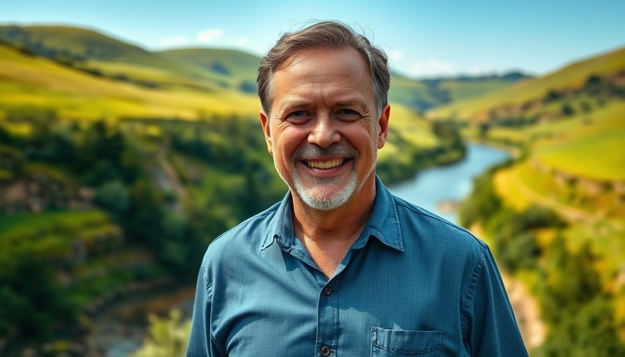 Smiling man in Waikato landscape, enrol to vote in Waikato.