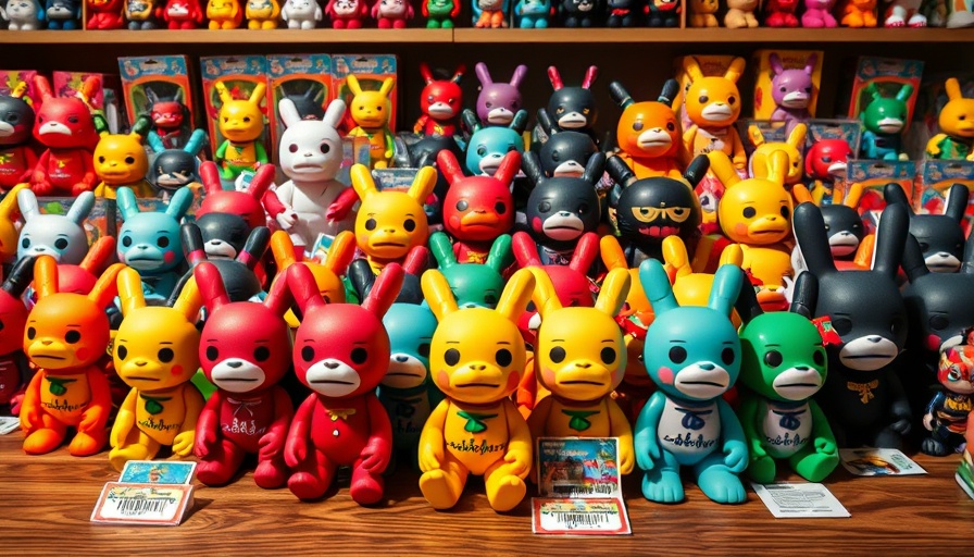 Assorted Labubu toys highlighting counterfeit safety risks on a table.