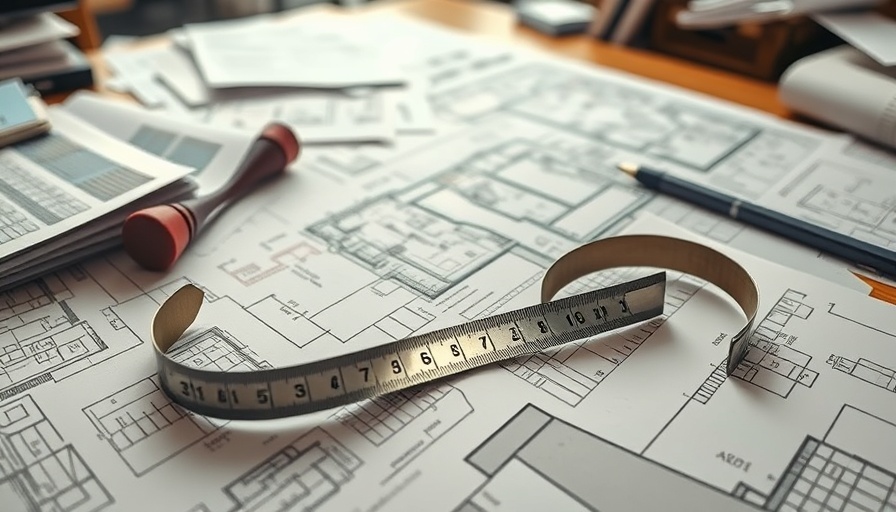 Monmouthshire planning applications concept with architectural plans and tape.