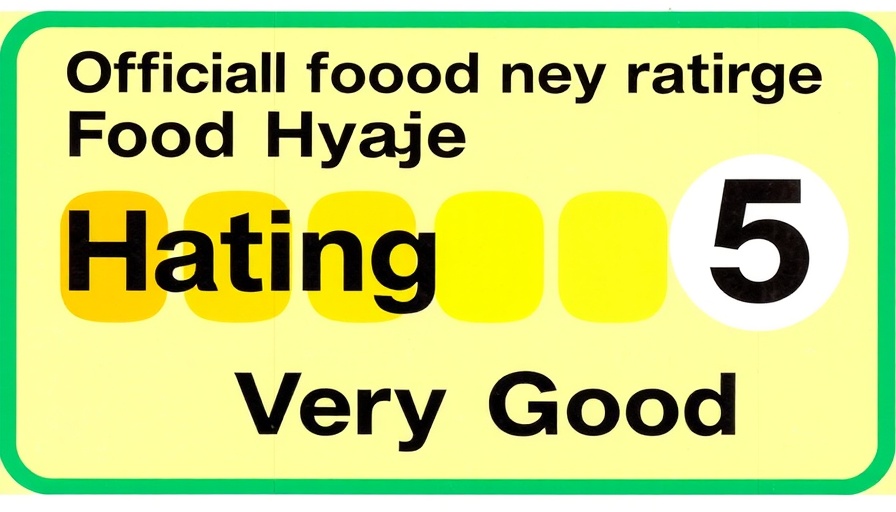 Food hygiene rating sign with a score of 5, very good.