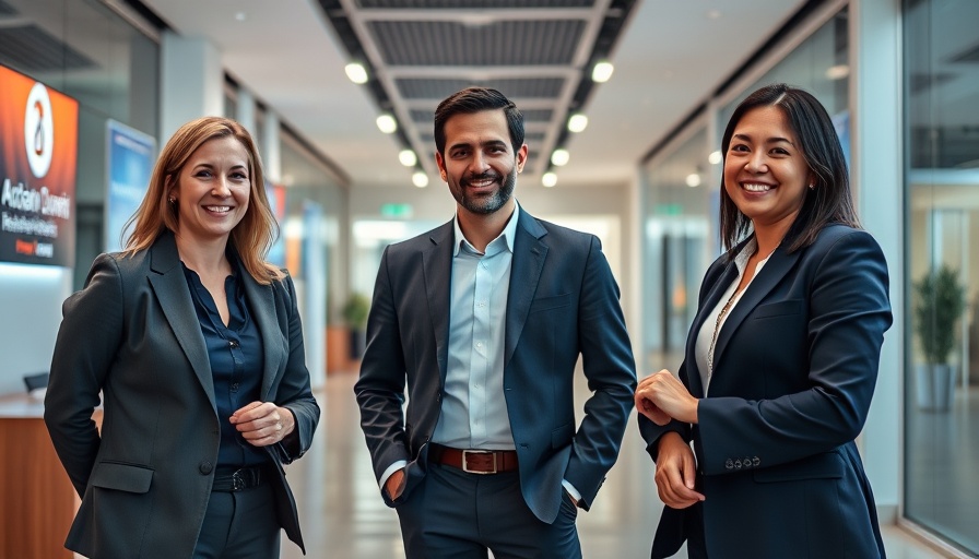 Business professionals in Monmouthshire Building Society office lobby.