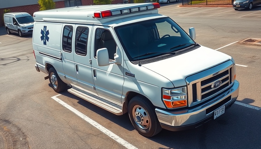 White ambulance van parked; related to defections from Conservative Party in Monmouthshire.
