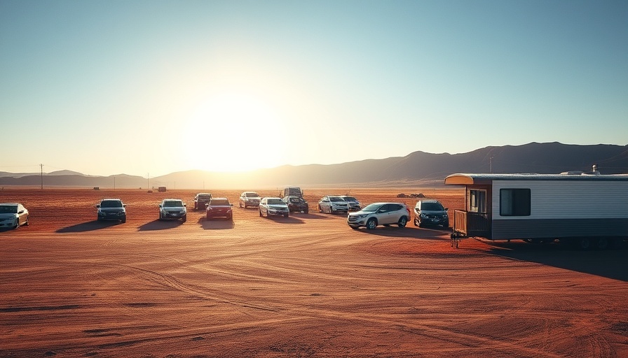 Llancayo Traveller Site Approval: dirt lot with vehicles at sunset.