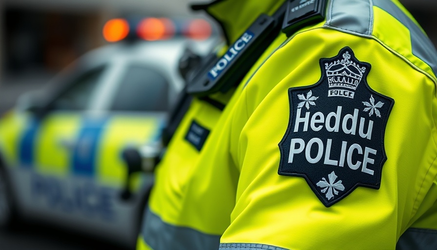 Heddlu Police badge on jacket related to recent court cases Newport