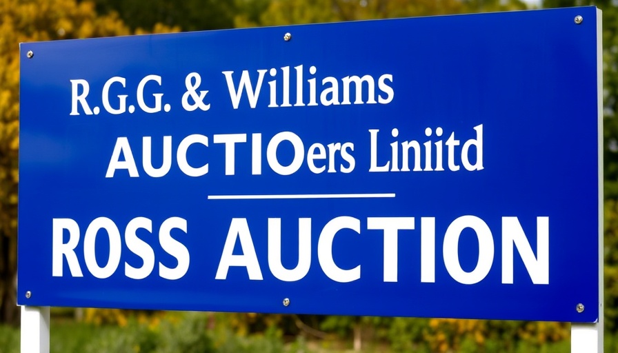 Ross Auction Centre sign for livestock market prices.