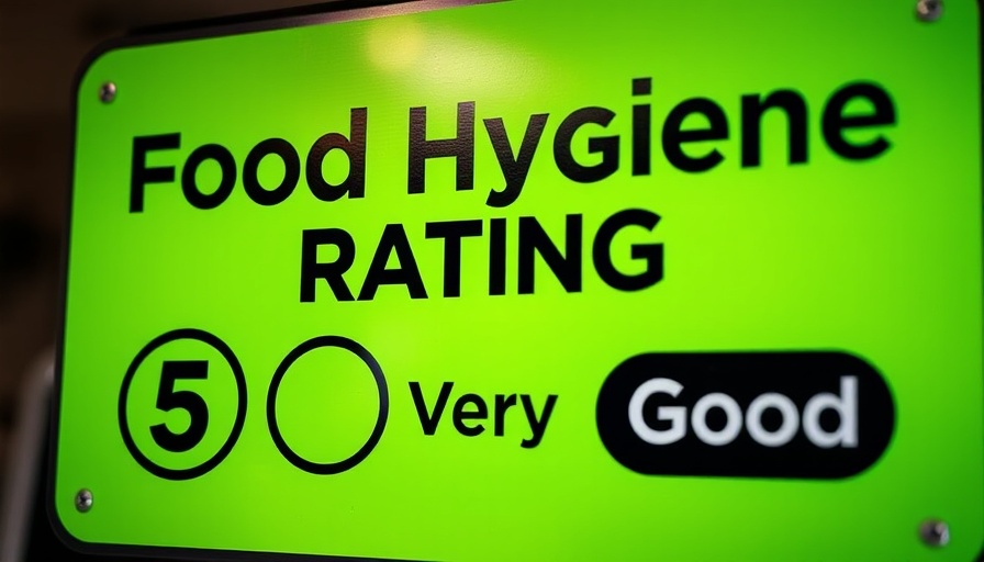 Monmouthshire food hygiene rating sign displaying a score of 5.