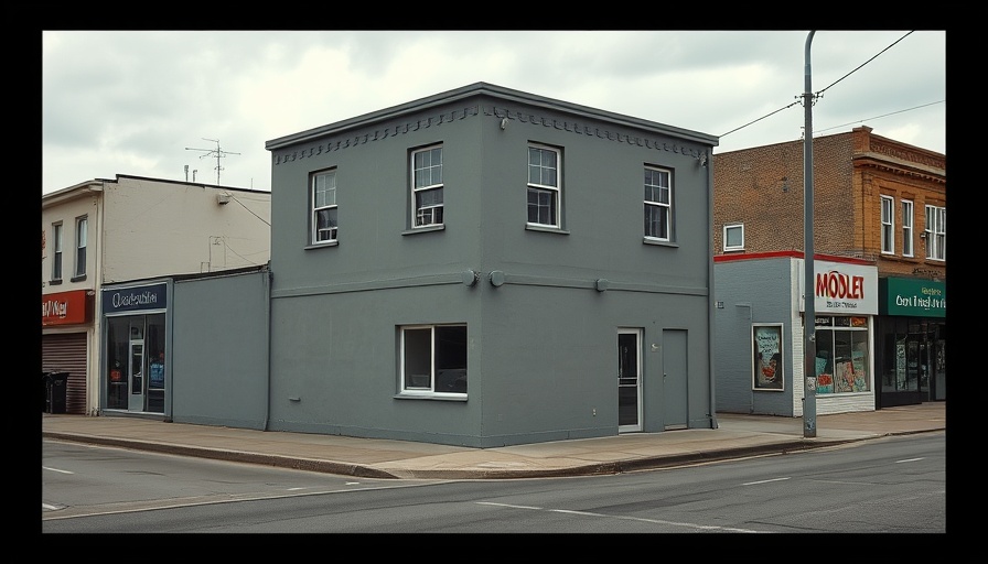 Simple two-story building next to shop, Caldicot housing development.