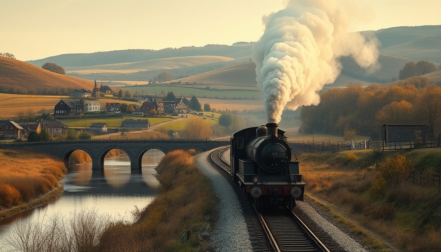 Brockweir painting history: 1940s steam train in countryside