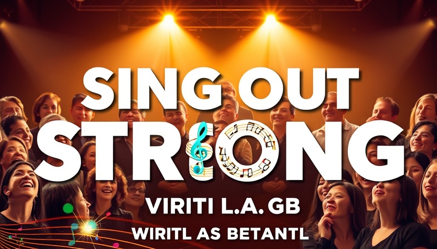 Sing Out Strong choir gala concert vibrant poster with date details.