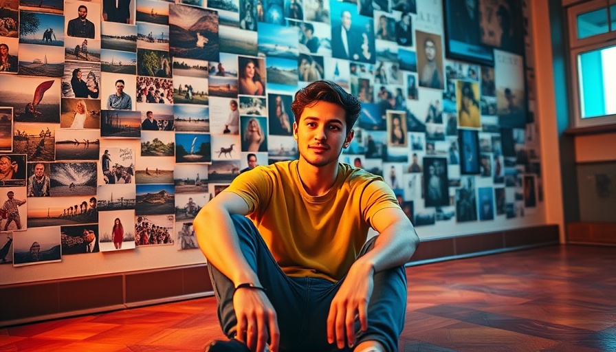 Young man sitting in Raglan Molasses café with artistic décor.