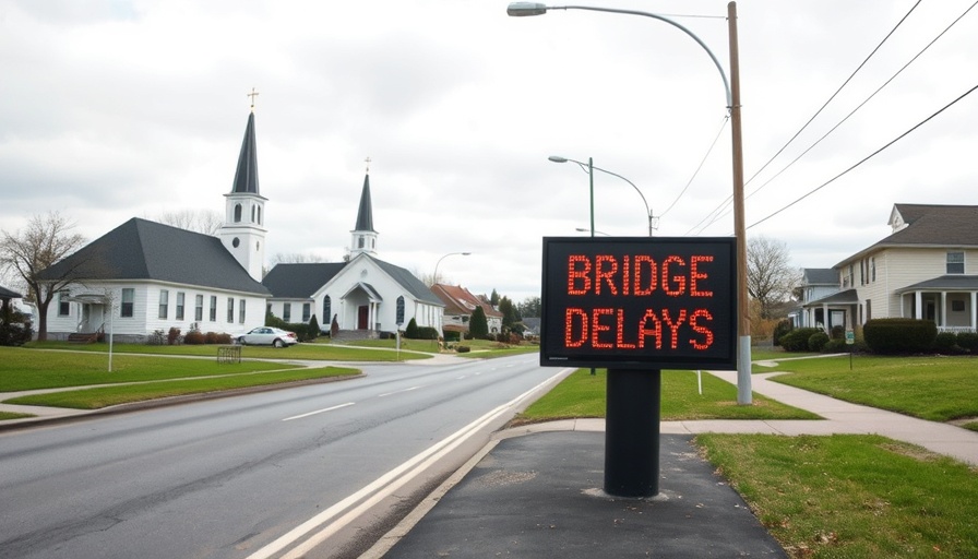 Bridge delay notice in suburban area near Whāingaroa.