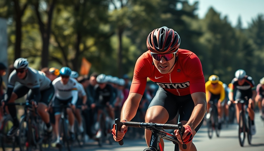 Cyclist racing during the Tour of Britain, focused intensity.