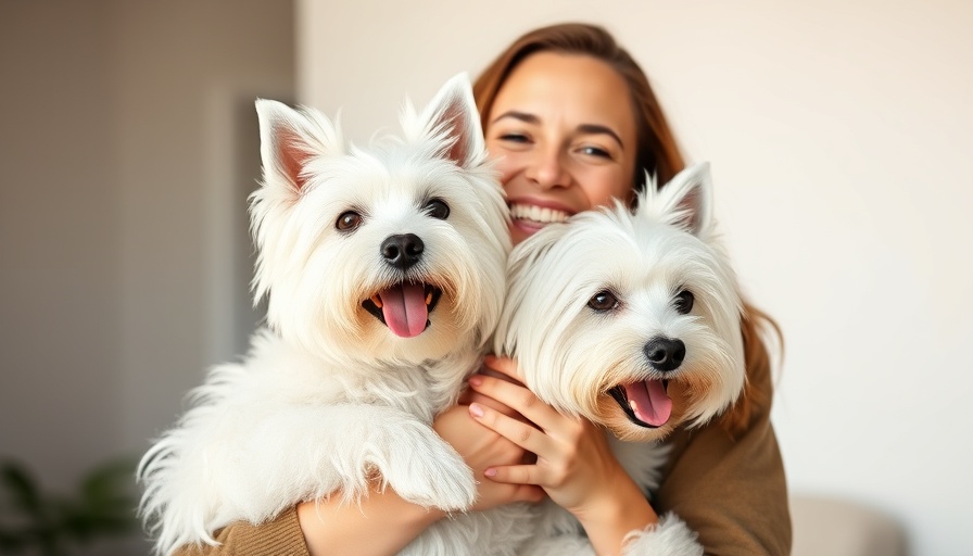 Woman and West Highland Terrier, happy indoors, early autumn