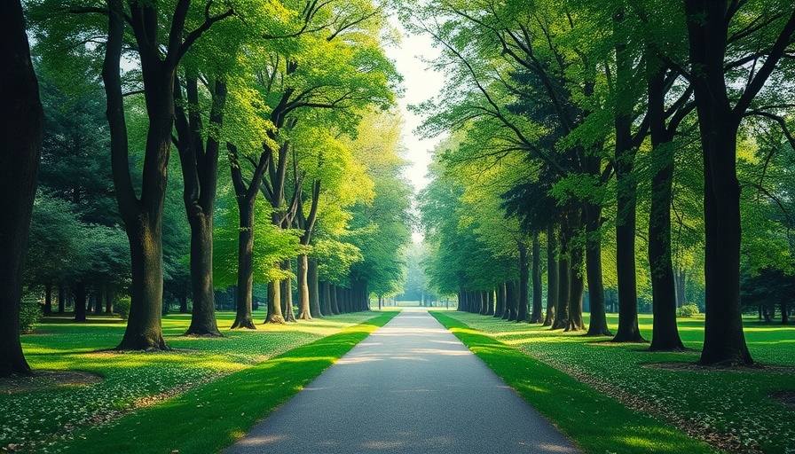 Monmouthshire park path with media release overlay, natural setting.