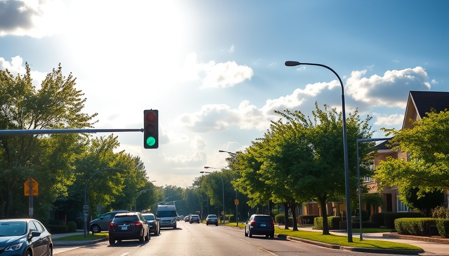 A48 Chepstow road showing traffic lights and parked cars on a sunny day.