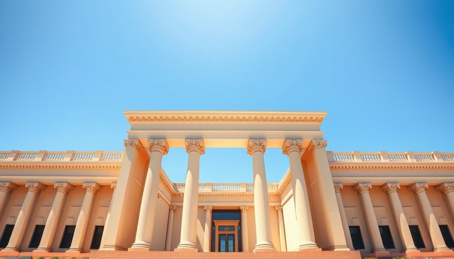 Entrance to a classical museum building with columns, Chepstow Pocket Museum Project.