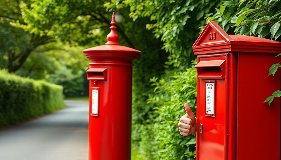 Cheerful man beside new post box in Twyn Wenallt.