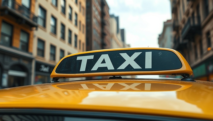 Taxi firm relocates to owner's home with iconic taxi sign in urban area.