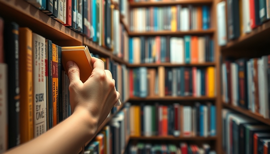 Monmouthshire library services consultation image with woman selecting book.