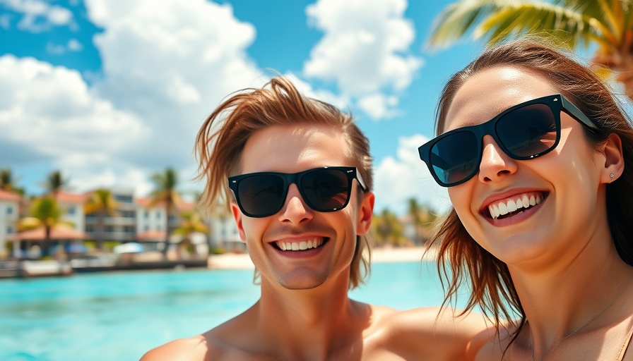 Happy couple at the safest sandals resort enjoying the beach.