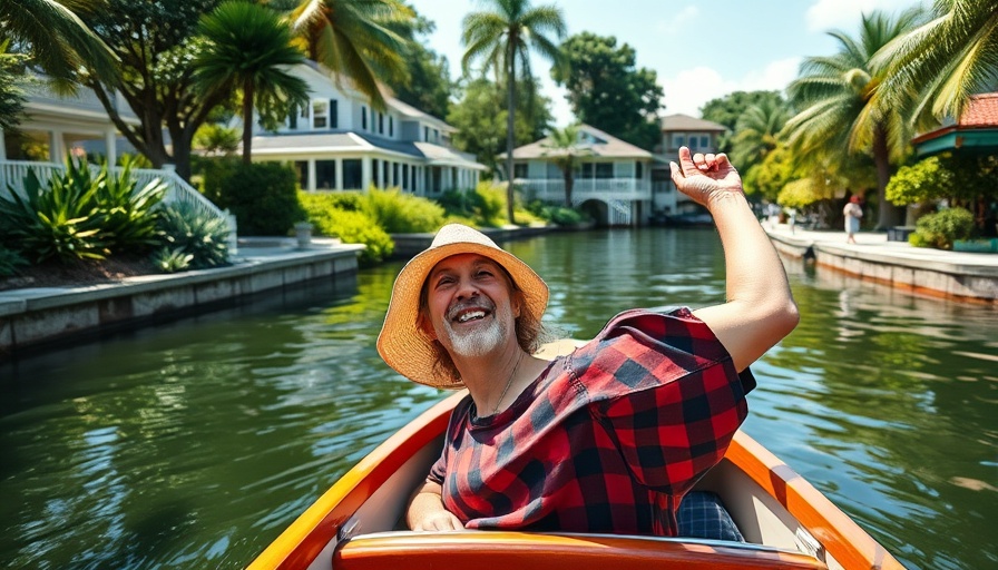 Boating to brunch in Southwest Florida, person enjoying the canal ride.