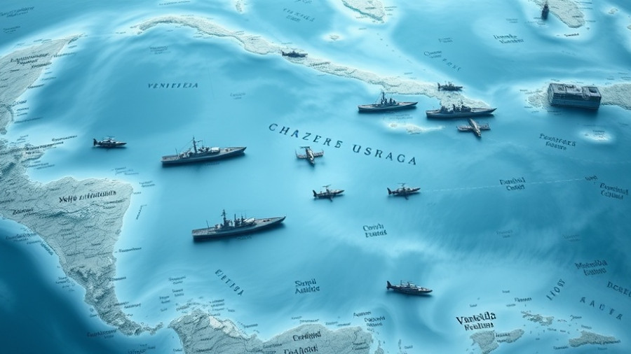 Map of US military operations in Caribbean waters focusing on Venezuelan coast.