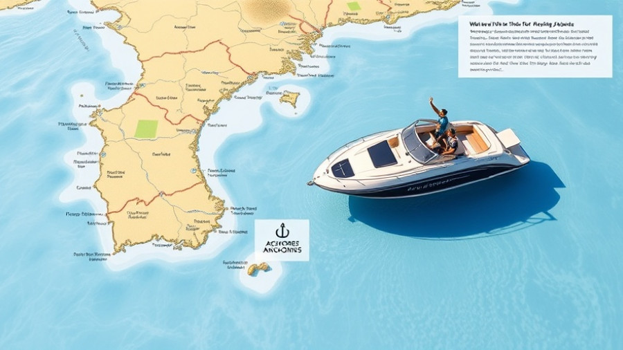 Map highlighting North Wind hiding spots for boaters with boat scene.