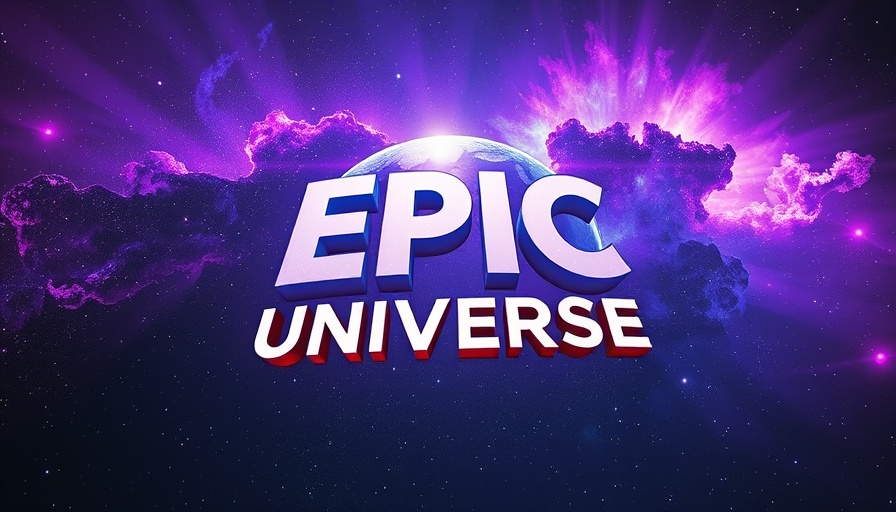 Epic Universe logo in cosmic background