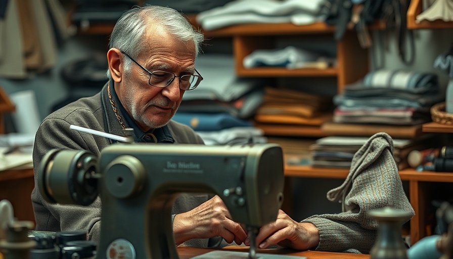 Elderly tailor in Cincinnati workshop, expressing dedication before retirement.