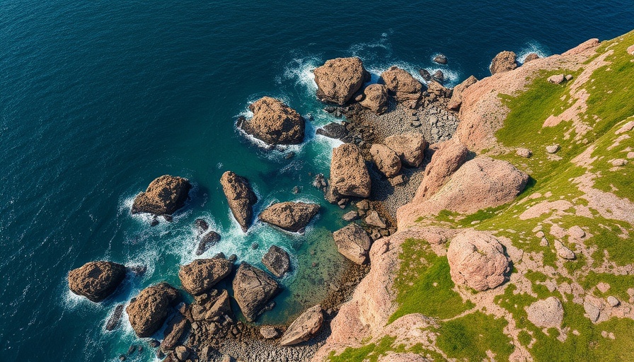 Aerial view of Guadeloupe's coastline for a drone tour.