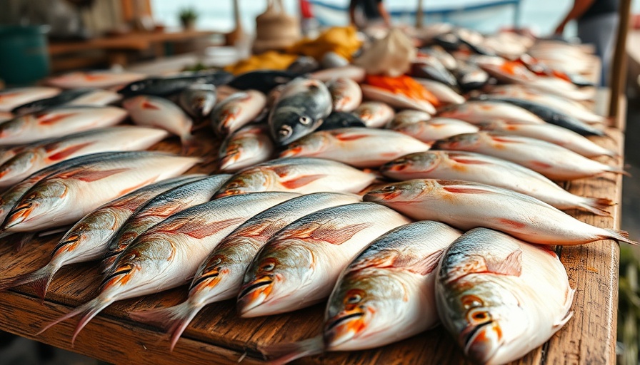 Explore St. Lucia through vibrant fish market scene with freshly caught fish.